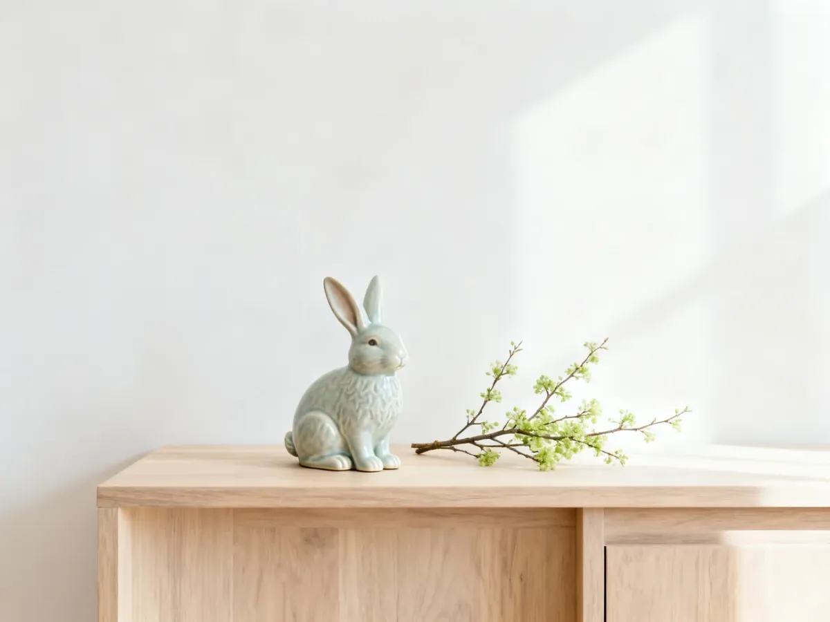 Wiosenna dekoracja z ceramicznym zajączkiem